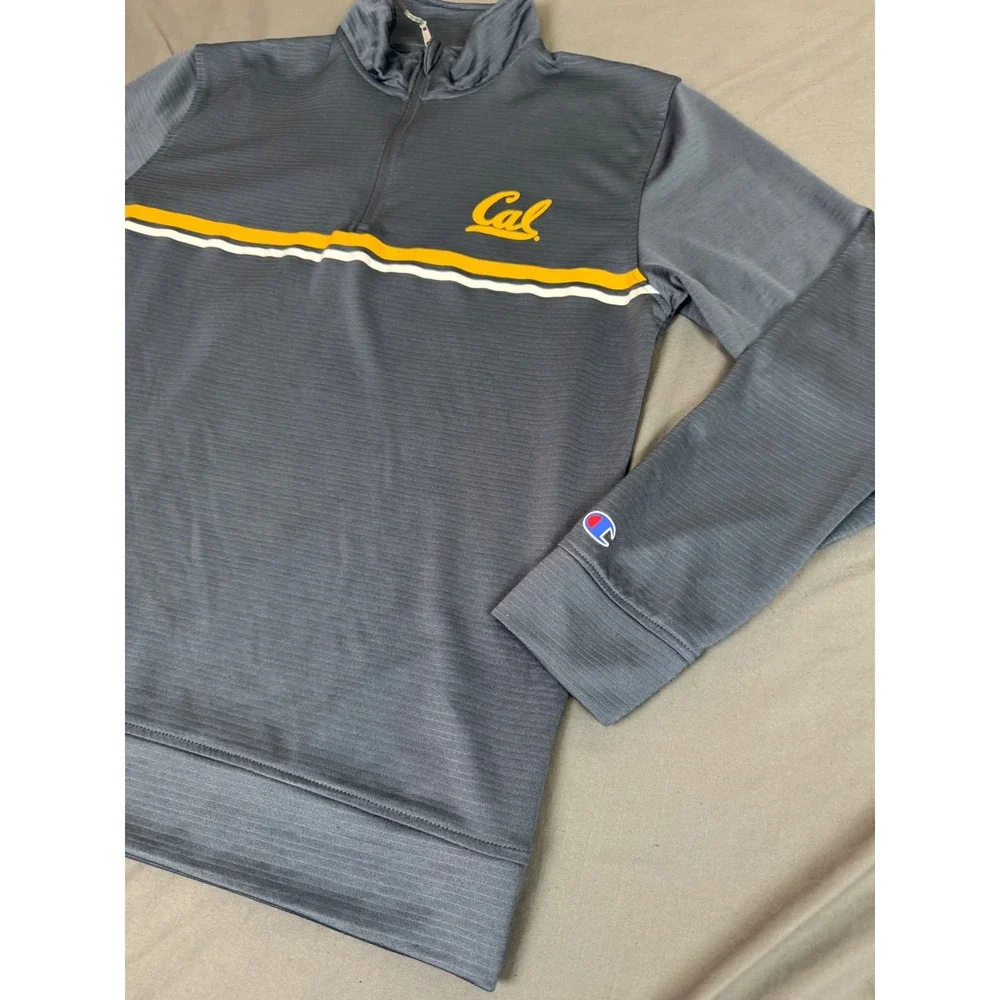Champion Cal Berkeley Mens Medium Quarter Zip Pullover Grey Athletic Performance